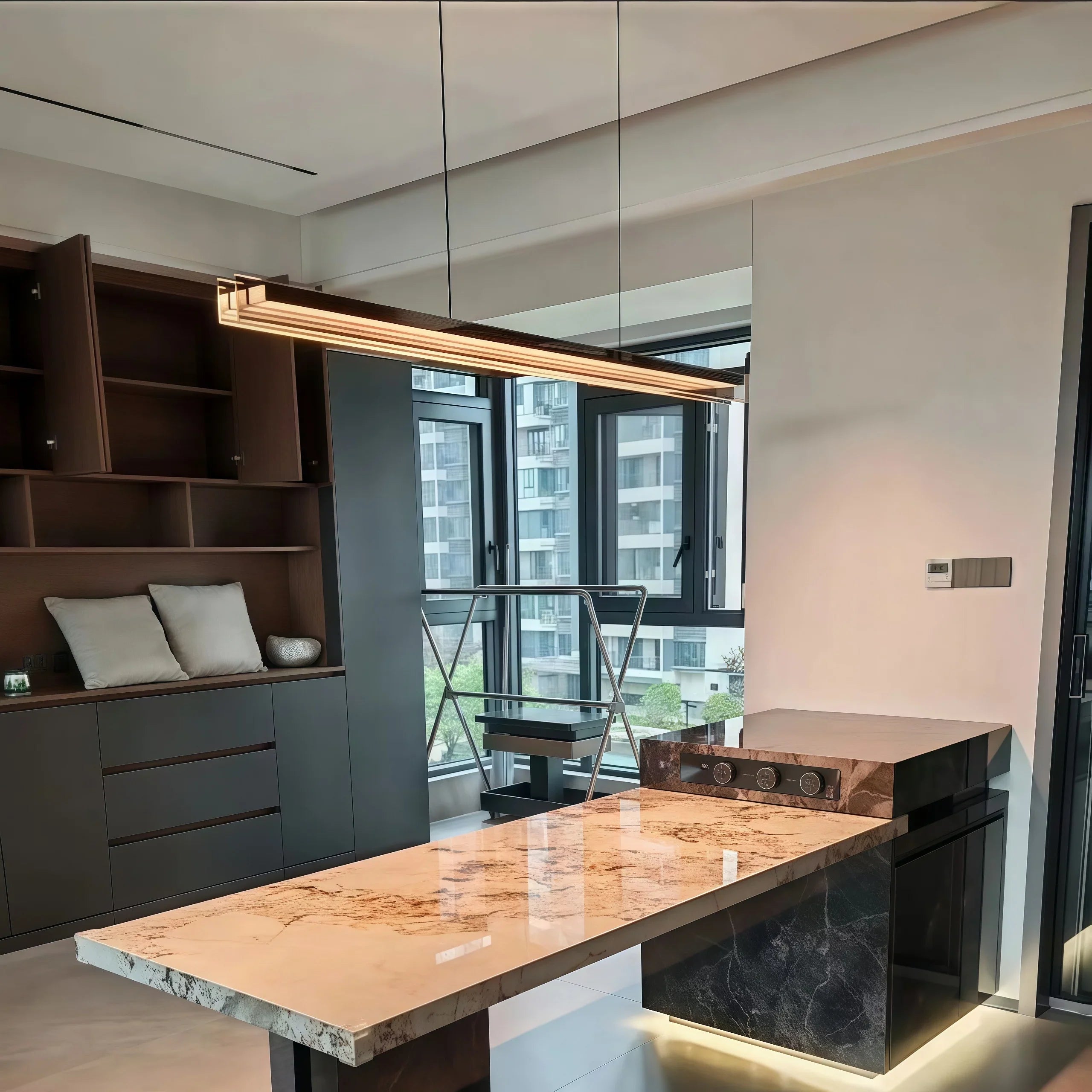 Afralia™ Glass Pendant Light Bar LED Linear Strip Modern Lighting