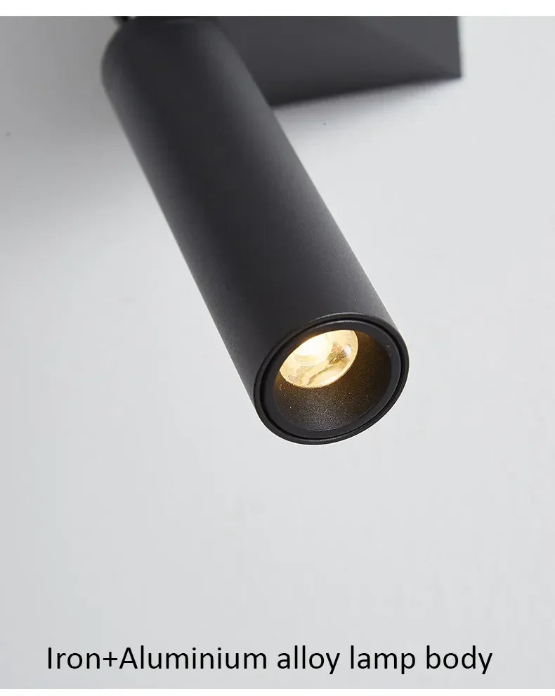 Afralia™ Modern LED Wall Light Black White Decor Bedside Sconce Lamp Spotlight