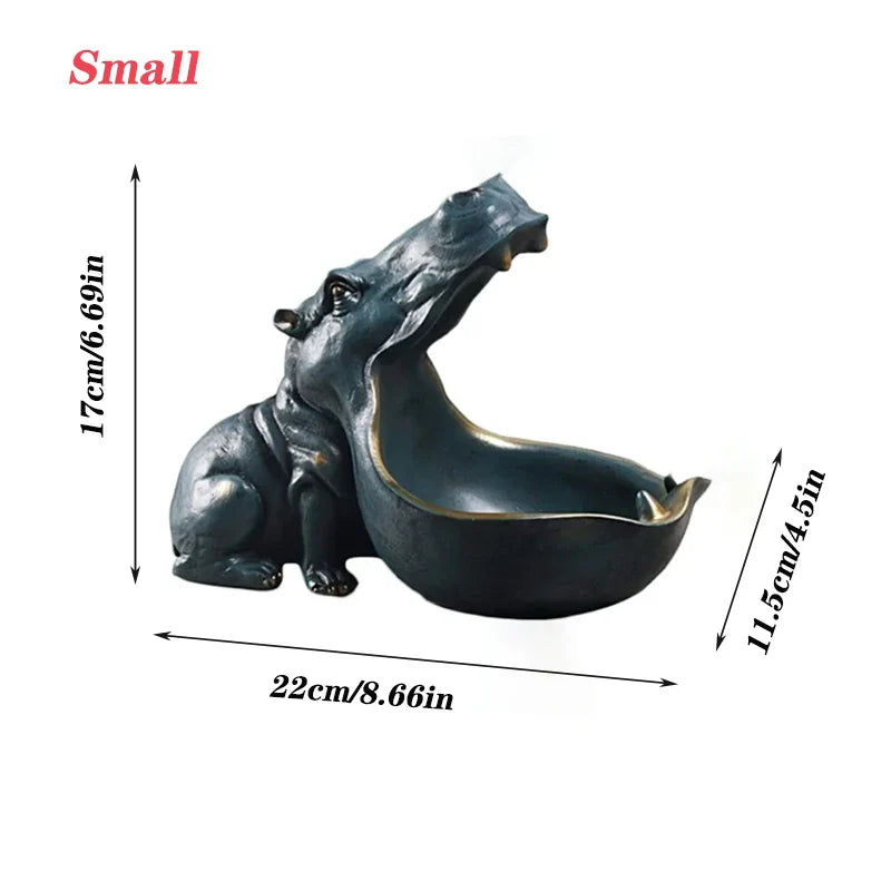 Afralia™ Hippo Statue Candy Storage Figurine Ornaments Home Decor Gift