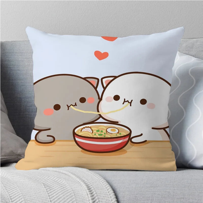 Afralia™ Peach Cat Throw Pillow Covers Cute Home Decor Sofa Car Cushion Cover