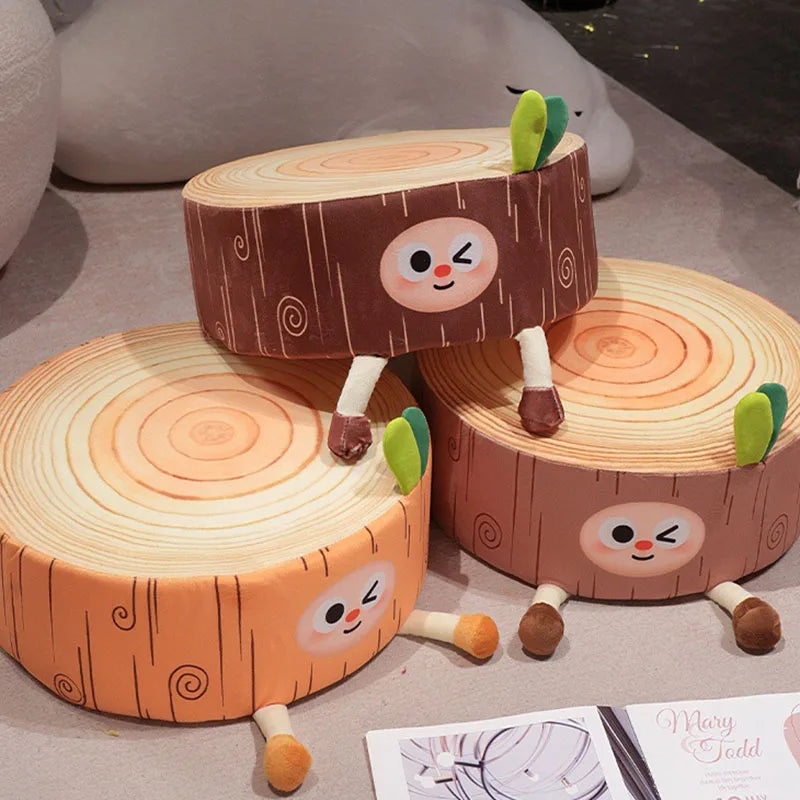 Afralia™ Cartoon Tree Stump Cushion for Bedroom, Sofa & Balcony Decoration