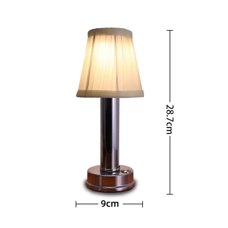 Afralia™ Fabric Lampshade Rechargeable Reading Lamp Bedside Study Night Light TableView