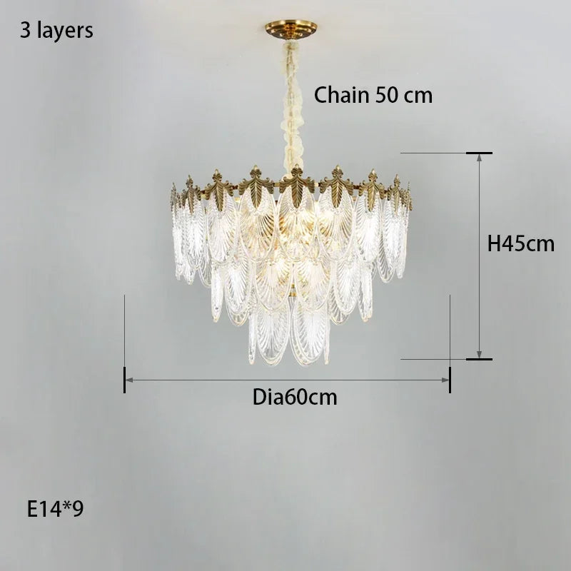 Afralia™ Modern Leaves Glass Ceiling Chandeliers LED Round Pendant Lights for Home Decor