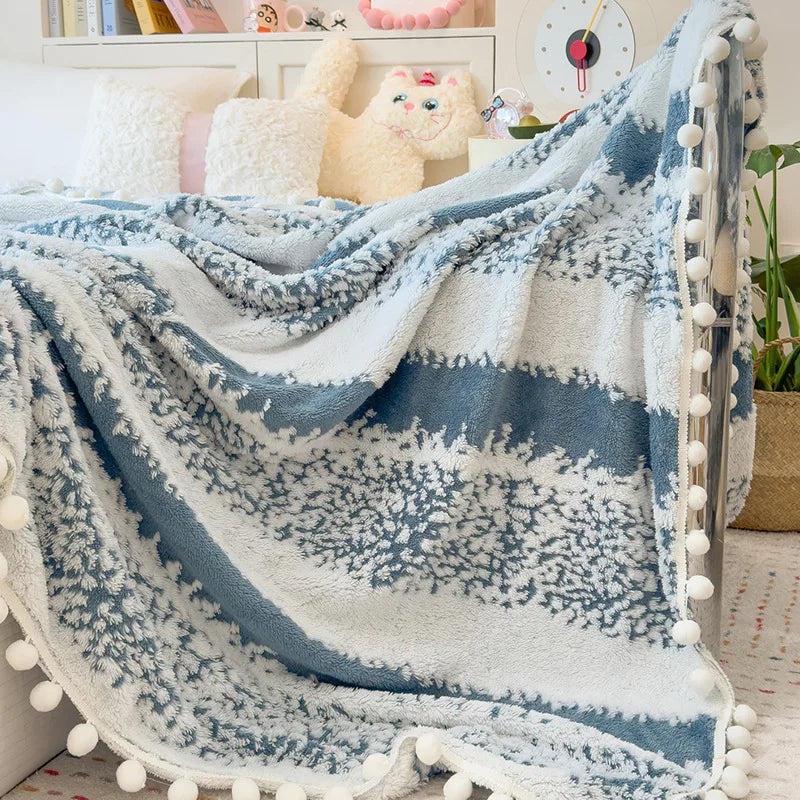 Afralia™ Nordic Velvet Sofa Blanket with Fur Balls for Summer and Autumn