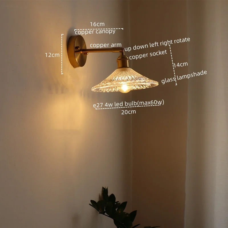 Afralia™ Copper Glass LED Wall Lamp Modern Nordic Home Decor Applique Murale