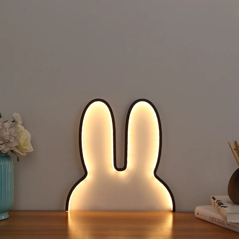 Afralia™ Rabbit LED Night Light - USB Powered Cute Desk Lamp for Children's Bedroom