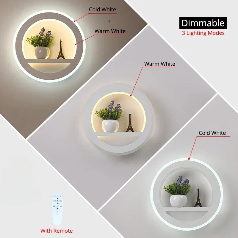 Afralia™ Dimmable LED Wall Lamp with Remote Control for Bedroom and Living Room