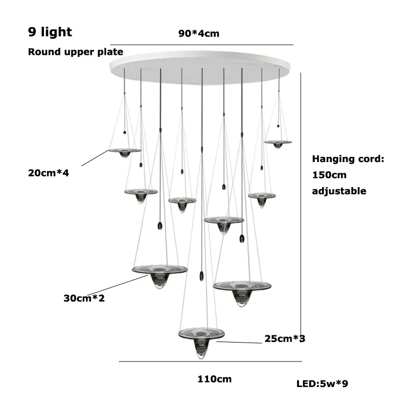Afralia™ Clear Glass Disk LED Pendant Light - Modern Luxury Restaurant Ceiling Fixture