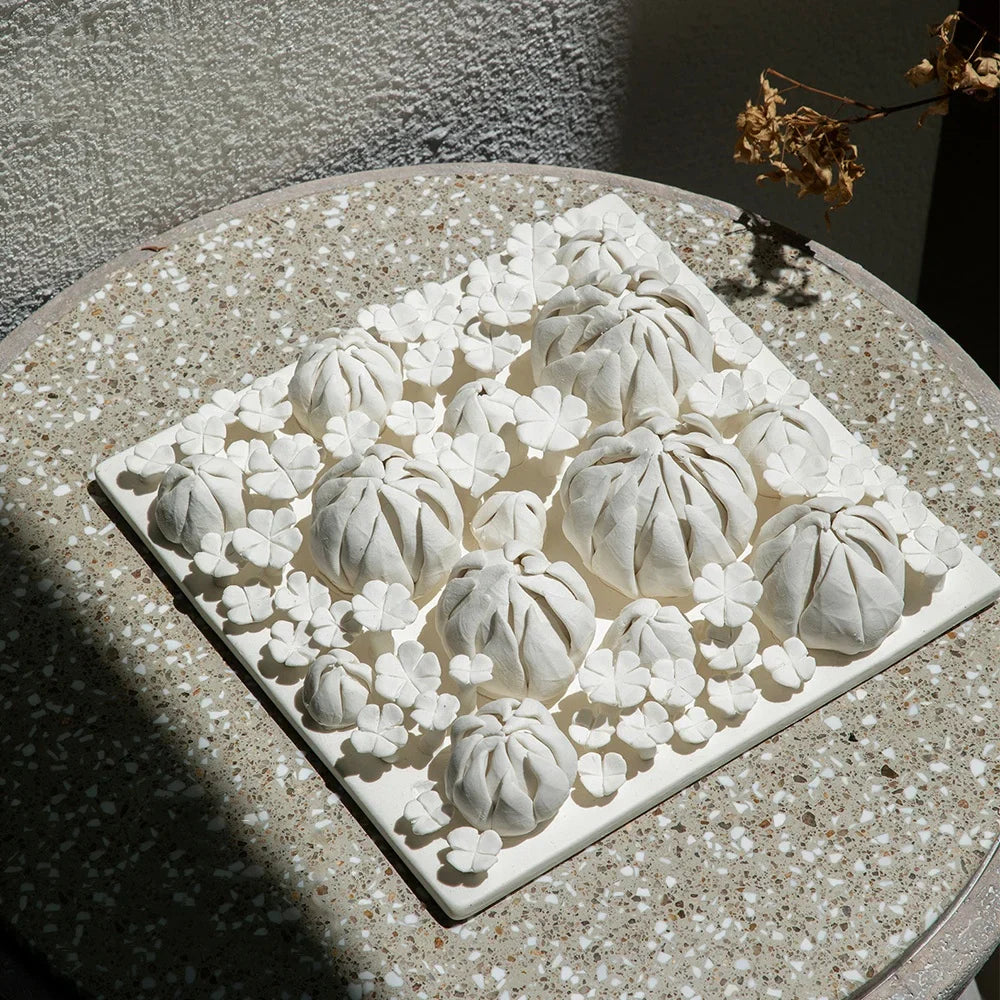 Afralia™ Porcelain Panel Painting: Embossed Bud Wall Decoration Craft with Handmade Detail and Elegant Design
