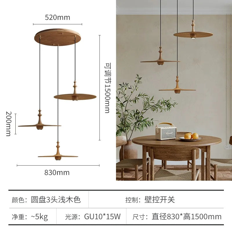 Afralia™ Solid Wood Flying Saucer Pendant Light for Home Decor and Lighting