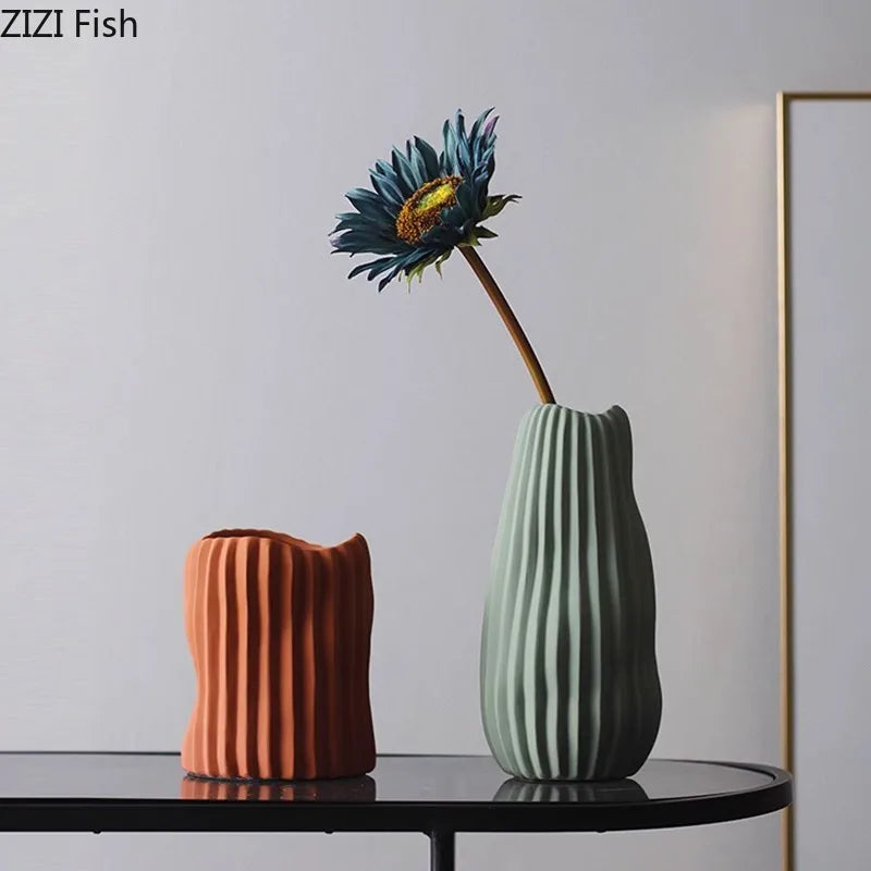 Afralia™ Irregular Ceramic Vase for Modern Floral Arrangement & Room Decor