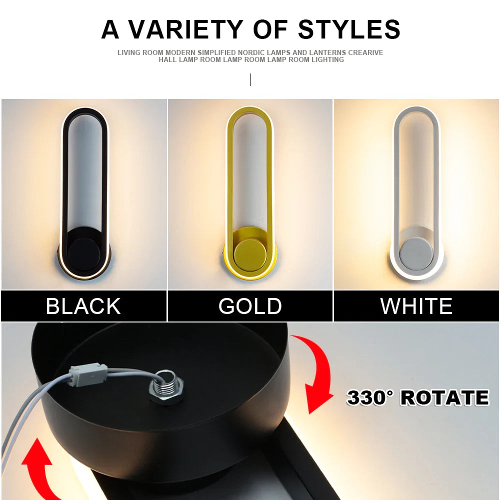 Afralia™ LED Indoor Wall Sconce Lamp for Home Bathroom Bedroom Lighting