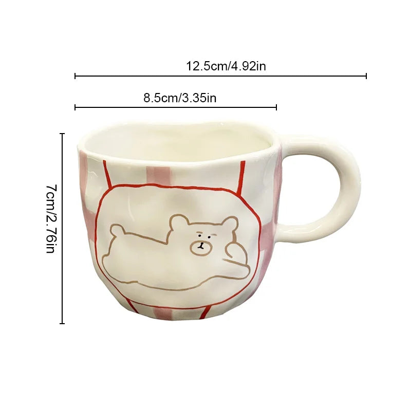 Afralia™ Irregular Ceramic Bear Mug: Handcrafted Coffee Cup for Office and Couples