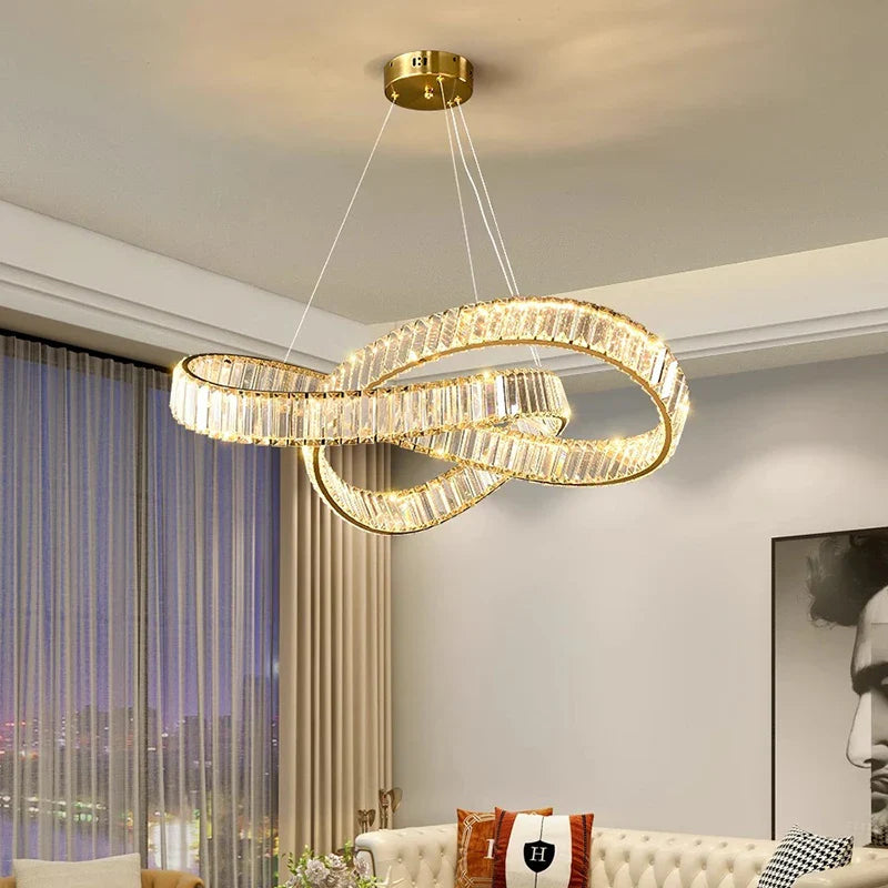 Afralia™ Crystal Chandelier Pendant Lamp for Modern Living Room & Dining Room Lighting