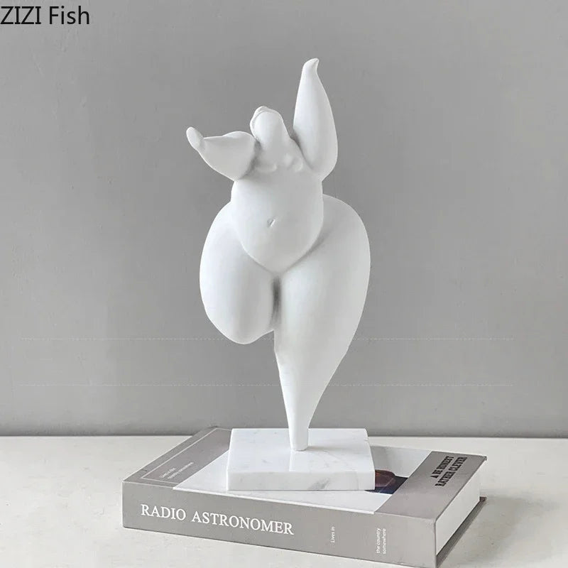 Afralia™ Fat Girl Dancer Resin Sculpture for Room Aesthetics and Desk Decoration