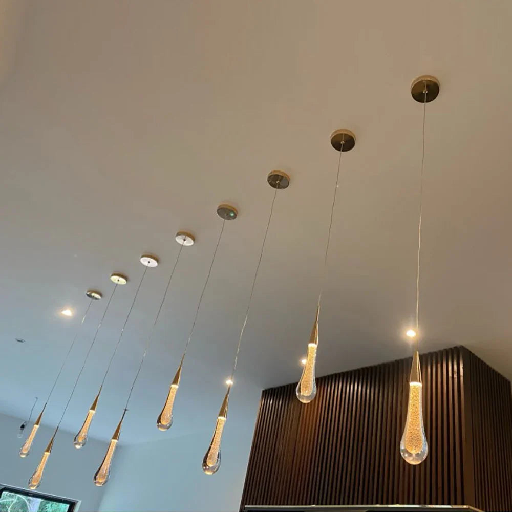 Afralia™ Crystal Glass LED Pendant Lights for Restaurant, Bar, and Staircase