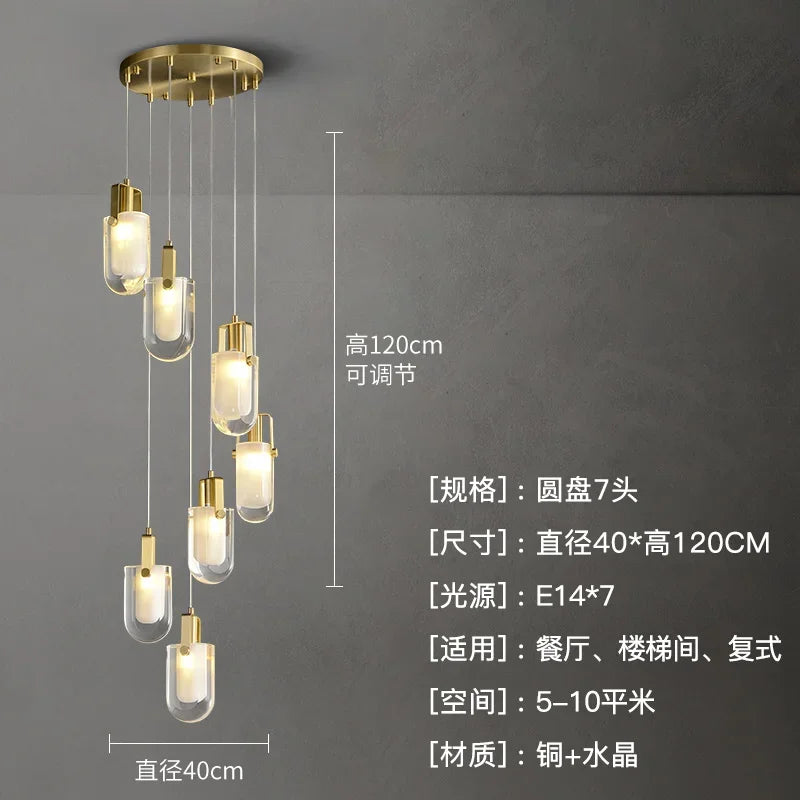 Afralia™ Crystal Loft Chandelier for Staircase, Living Room, and Apartment Luxe Lighting