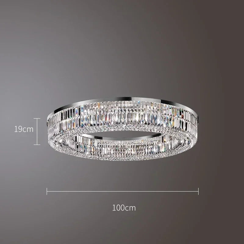 Afralia™ Modern Crystal Chandelier Chrome Stainless Steel Hanging Light Fixtures