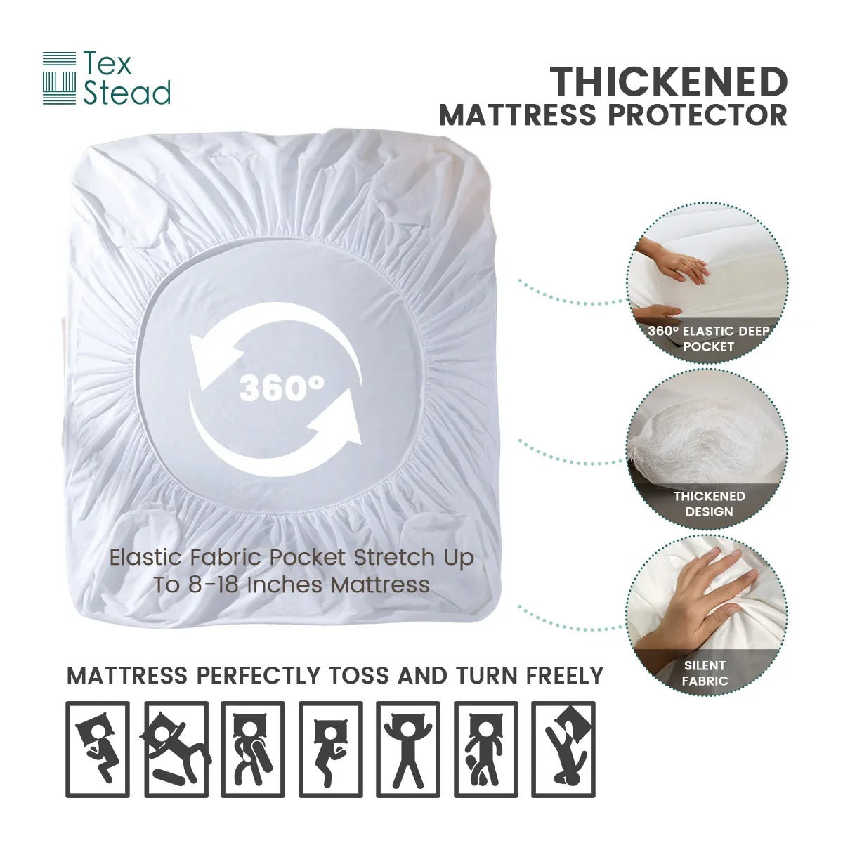 Afralia™ Waterproof Quilted Mattress Pad Protector with Deep Pocket, Soft Breathable & Machine Washable
