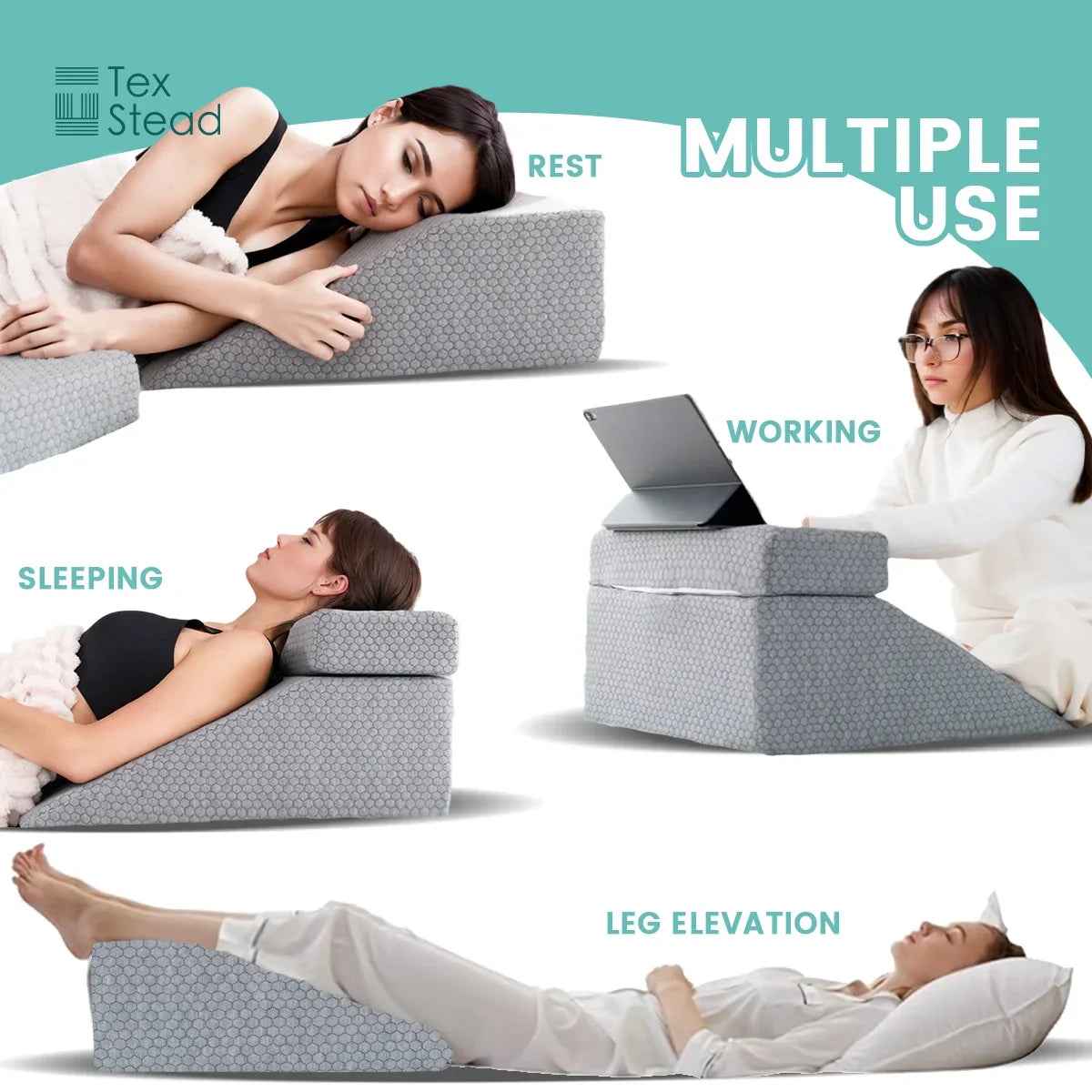 Afralia™ Memory Foam Bed Wedge & Leg Elevation Pillow - Neck, Back, Leg Support