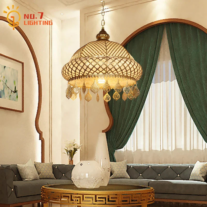 Afralia™ Gold Lustre Iron Art Pendant Lights LED E27, Exotic Design for Home, Restaurant, Bar