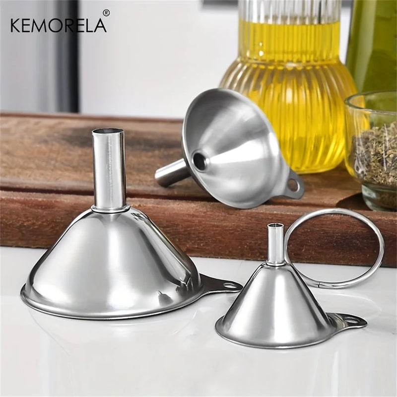 Afralia™ Stainless Steel Kitchen Funnel Set - 3-Piece Oil Spill Dispenser and Drain Tool