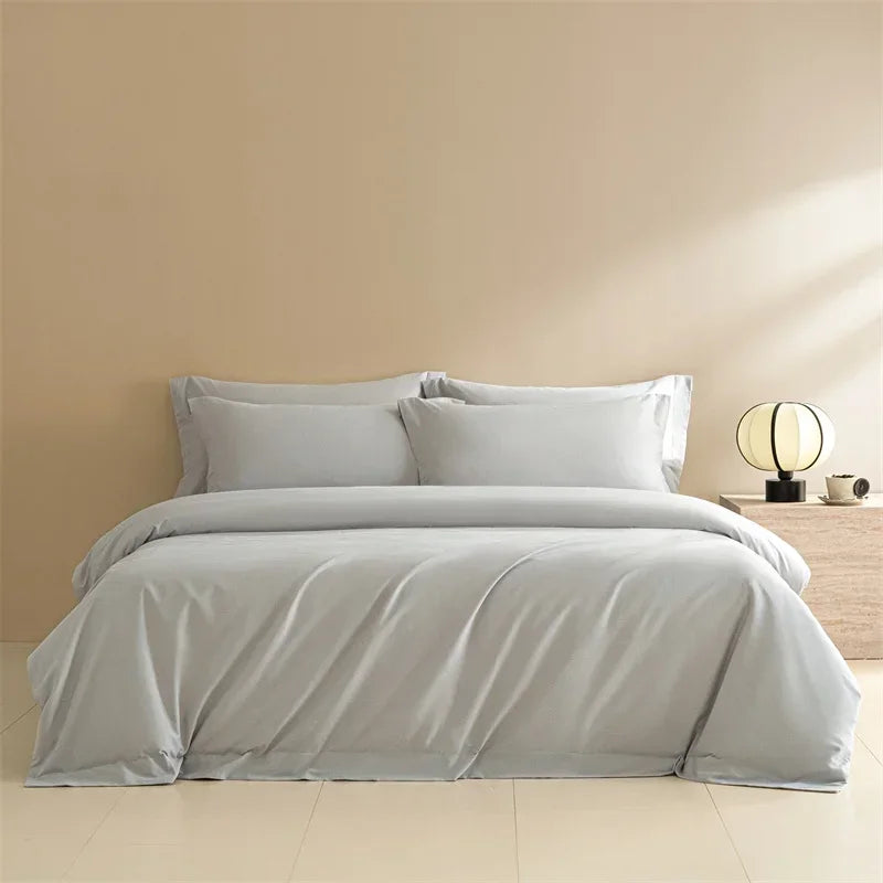 Afralia™ Solid Color 100% Cotton Bedding Set for Queen/King Size Beds