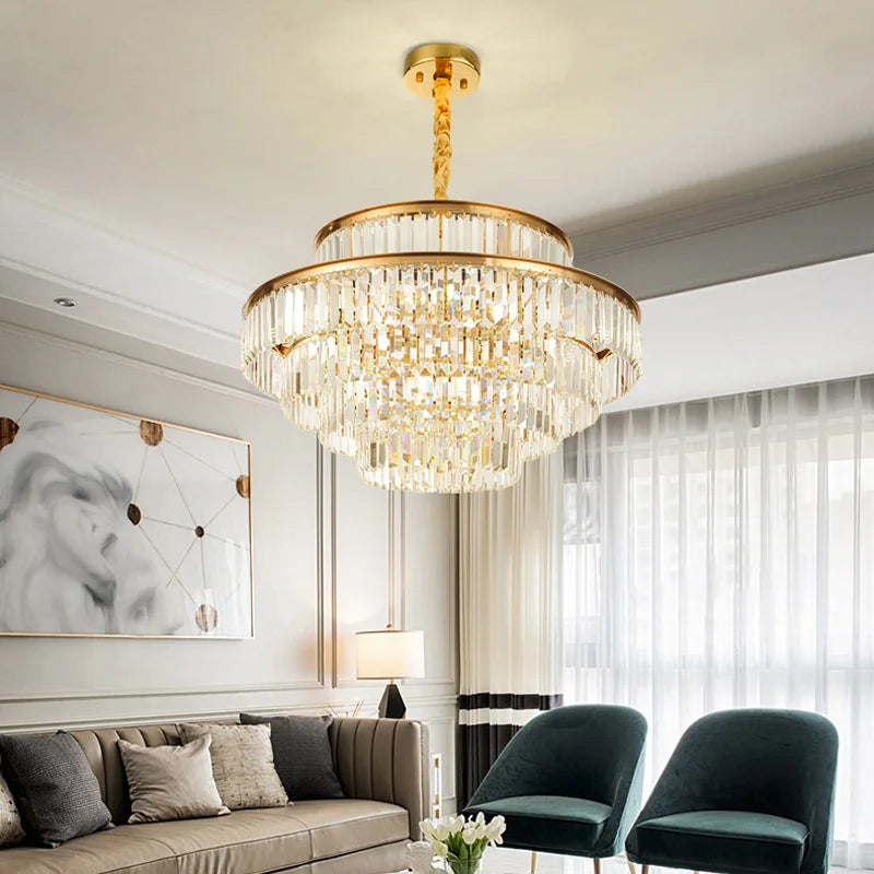 Afralia™ Crystal Luxury Chandelier: Modern 5-Layer LED Ceiling Lamp for Home Indoor Decor
