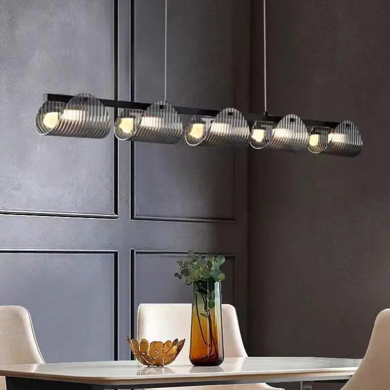 Afralia™ Smoky Gray Glass Chandelier Pendant Light for Luxury Living Room