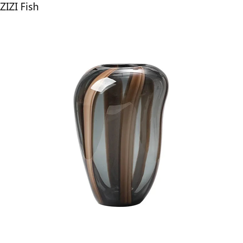 Afralia™ Striped Glass Vase: Creative Flower Arrangement Hydroponics Plant Pot Room Decor