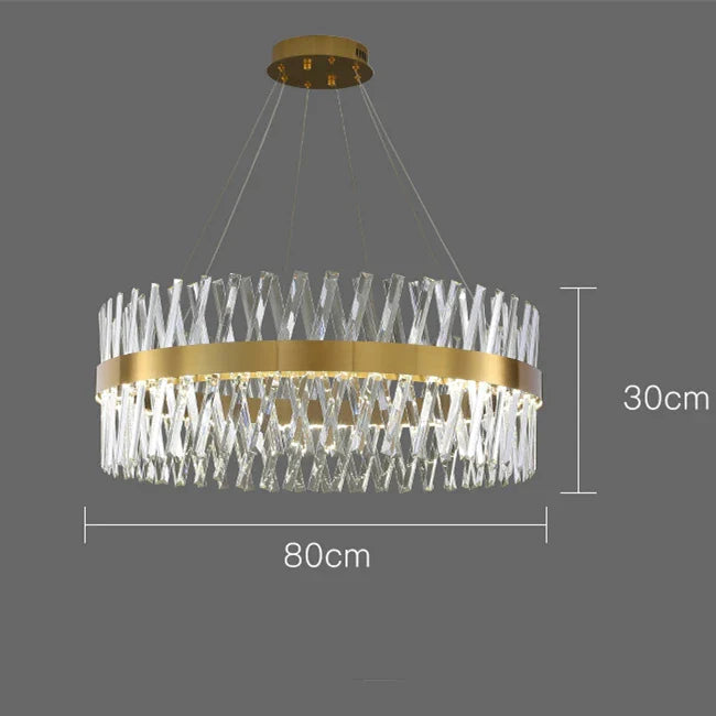 Afralia™ Modern Gold K9 Crystal Ceiling Chandelier for Living Dining Kitchen