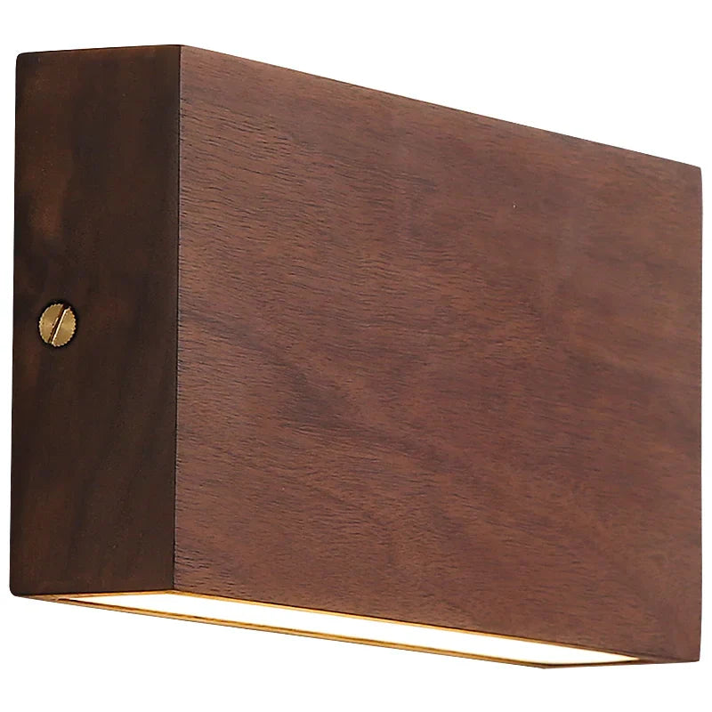 Afralia™ Walnut Wood LED Wall Sconce Indoor Light for Bedroom Living Room Restaurant