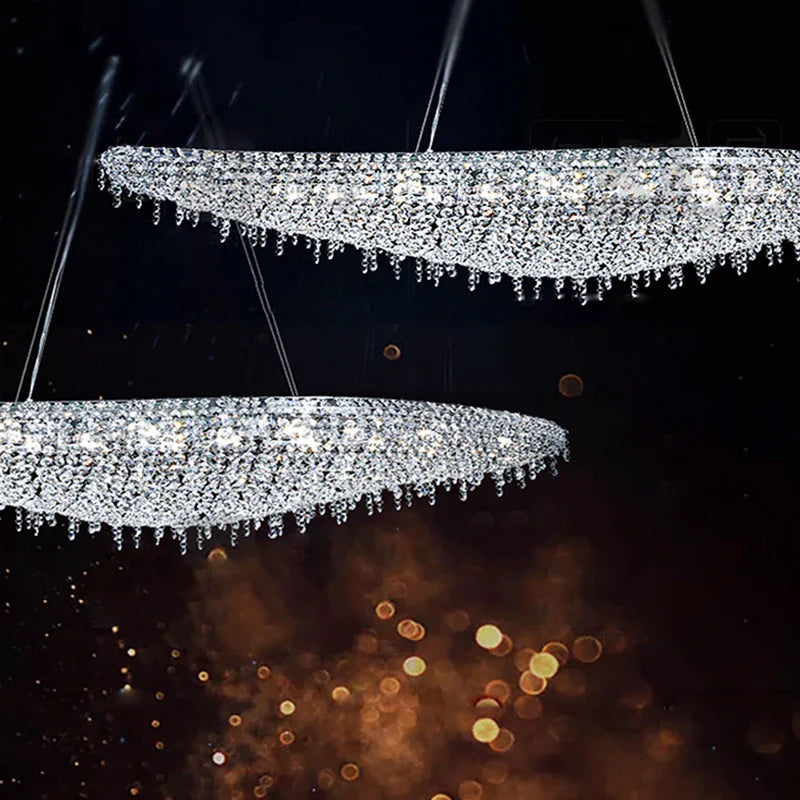 Afralia™ Crystal Pendant Chandelier: Modern Dimmable Lighting for Living Room, Bedroom, Foyer