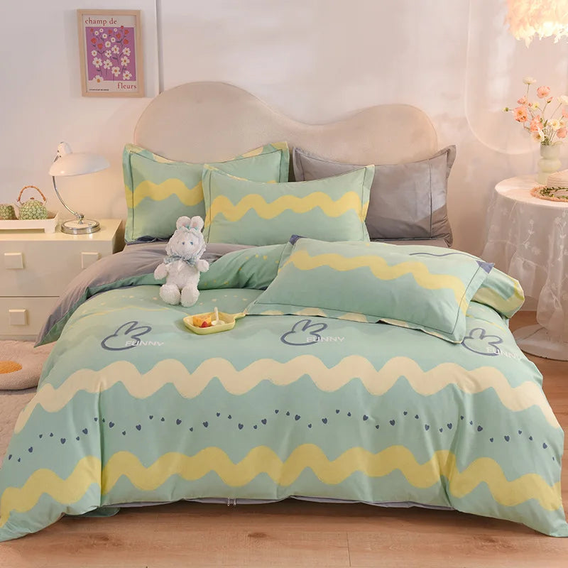 Afralia™ Flower Print Cotton Bedding Set: Warm & Cozy for Autumn/Winter comfort.