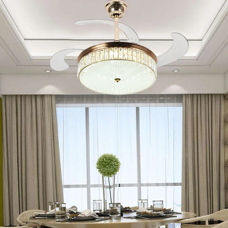 Afralia™ 42" Invisible LED Ceiling Fan with Retractable Blades & Remote Control