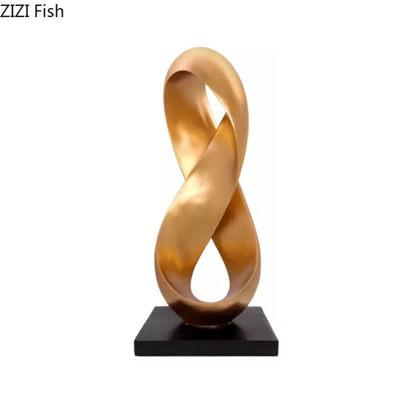 Afralia™ Golden Knot Sculpture Desk Ornament Minimalist Abstract Room Decor