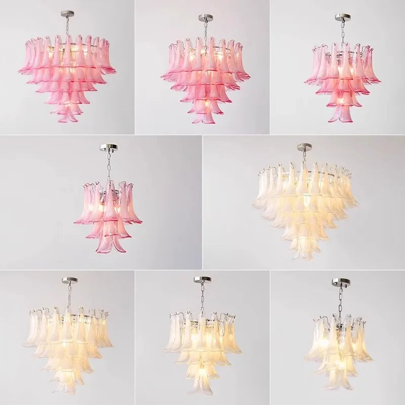 Afralia™ Pink Glass Luxury Chandeliers: Elegant French Style LED Lighting for Girl's Room