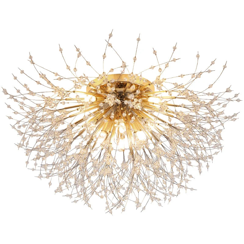 Afralia™ Dandelion Crystal Chandelier LED Ceiling Light for Romantic Living Room & Bedroom