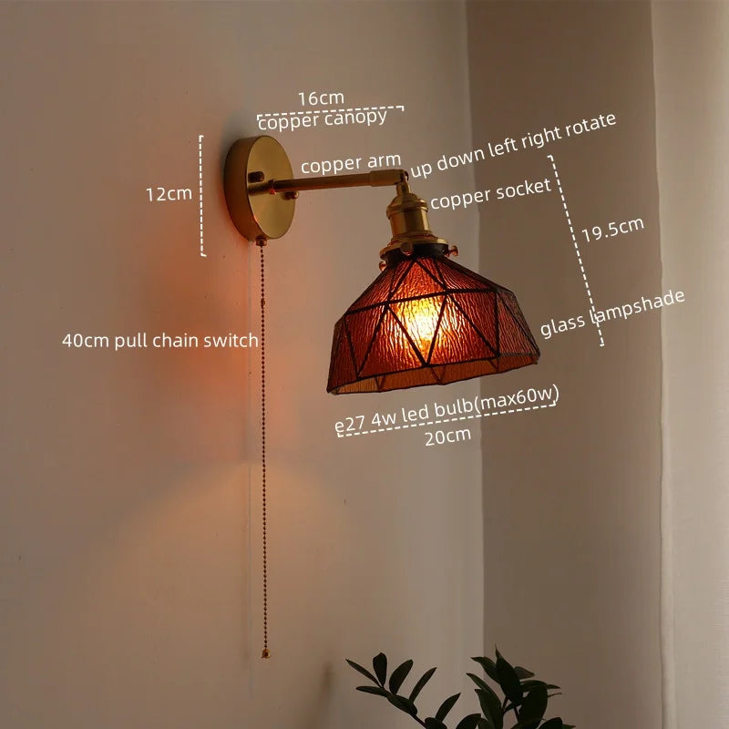 Afralia™ Copper Glass LED Wall Lamp Modern Nordic Home Decor Applique Murale