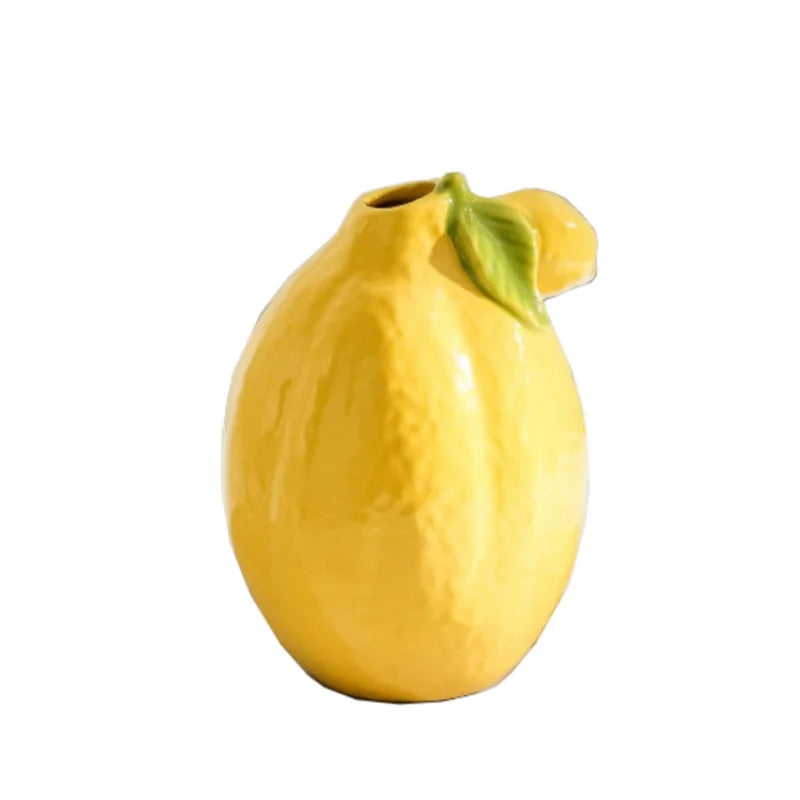 Afralia™ Lemon Flower Vase: Ceramic Vase for Home Decoration and Floral Arrangements