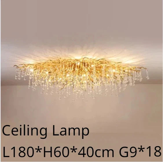 Afralia™ Gold Crystal Chandelier: Dining Living Room Kitchen Table Modern Luxury Lighting