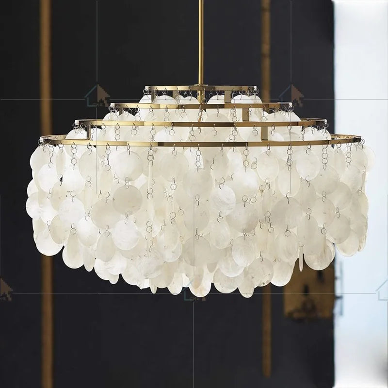 Afralia™ Romantic Shell Pendant Light in Gold Chrome Metal for Bedroom and Dining Room