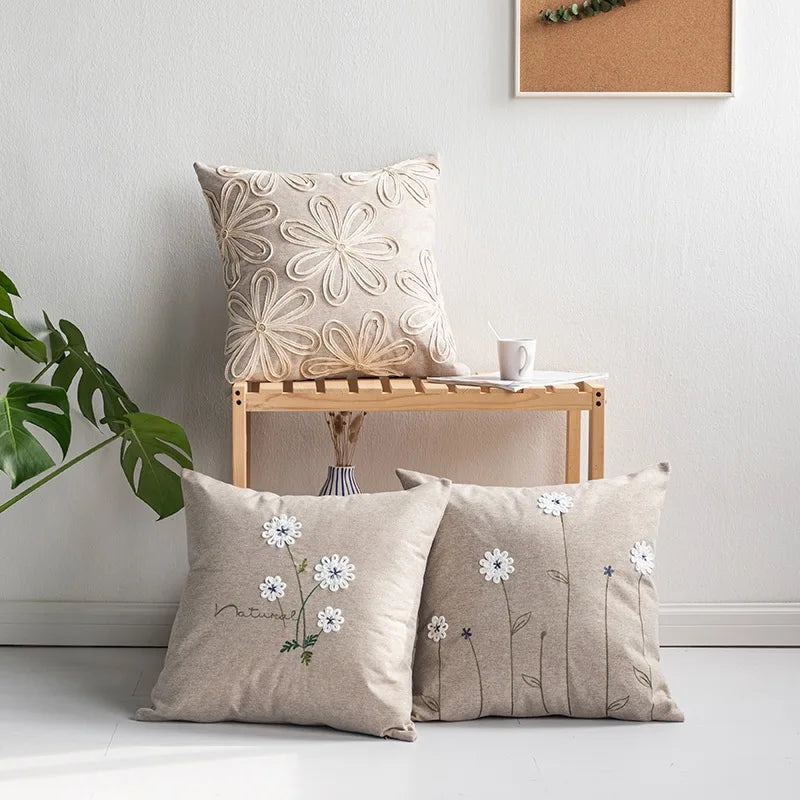 Afralia™ Embroidered Pillowcase, Elegant Cushion Cover, Removable & Washable, 45x45cm