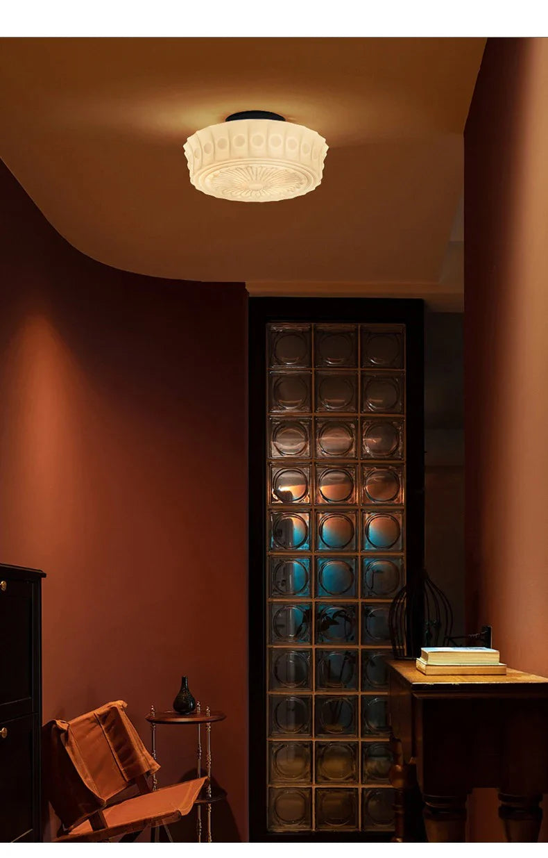 Afralia™ Nordic Bauhaus Retro Bedroom Ceiling Light Glass Fixture