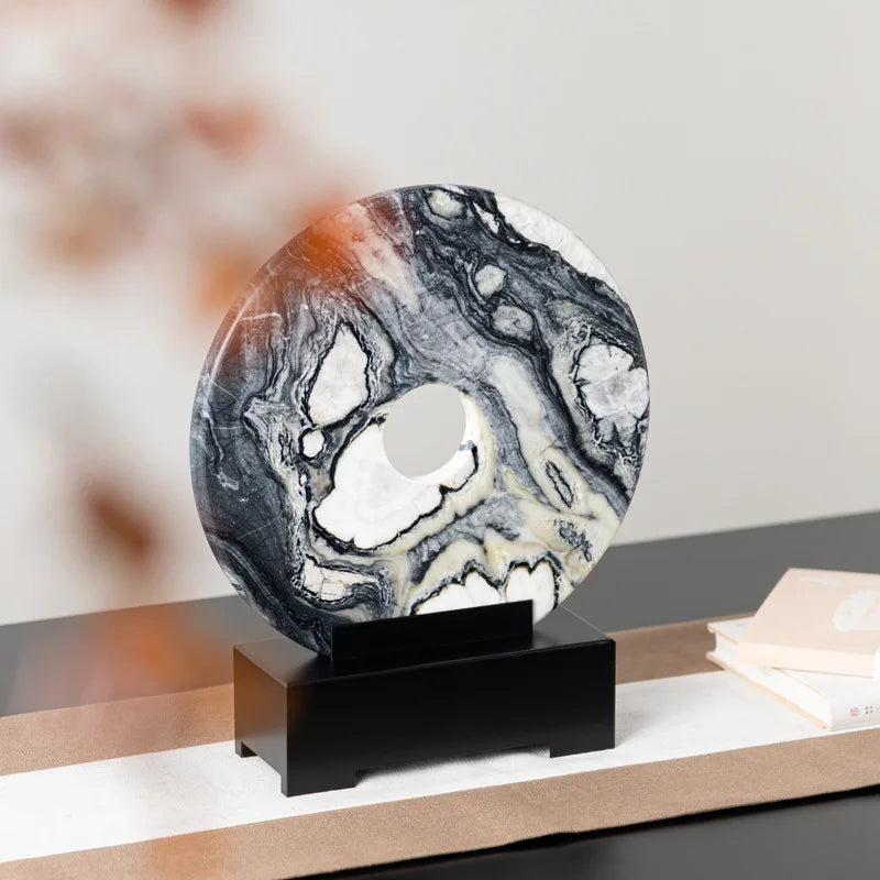 Afralia™ Marble Round Sculpture - Home Decor Handicraft Figurine