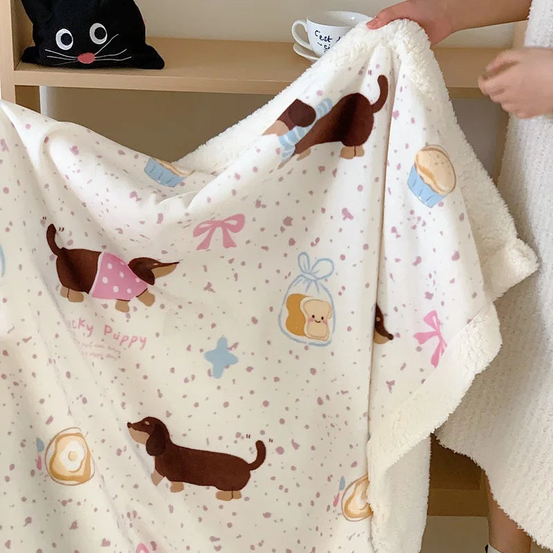 Afralia™ Lamb Nap Cartoon Coral Velvet Blanket: Super Soft, Thick, and Cute for Winter