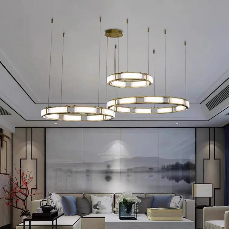 Afralia™ Marble Pendant Light: Luxury Dimmable Chandelier for Modern Home Decor