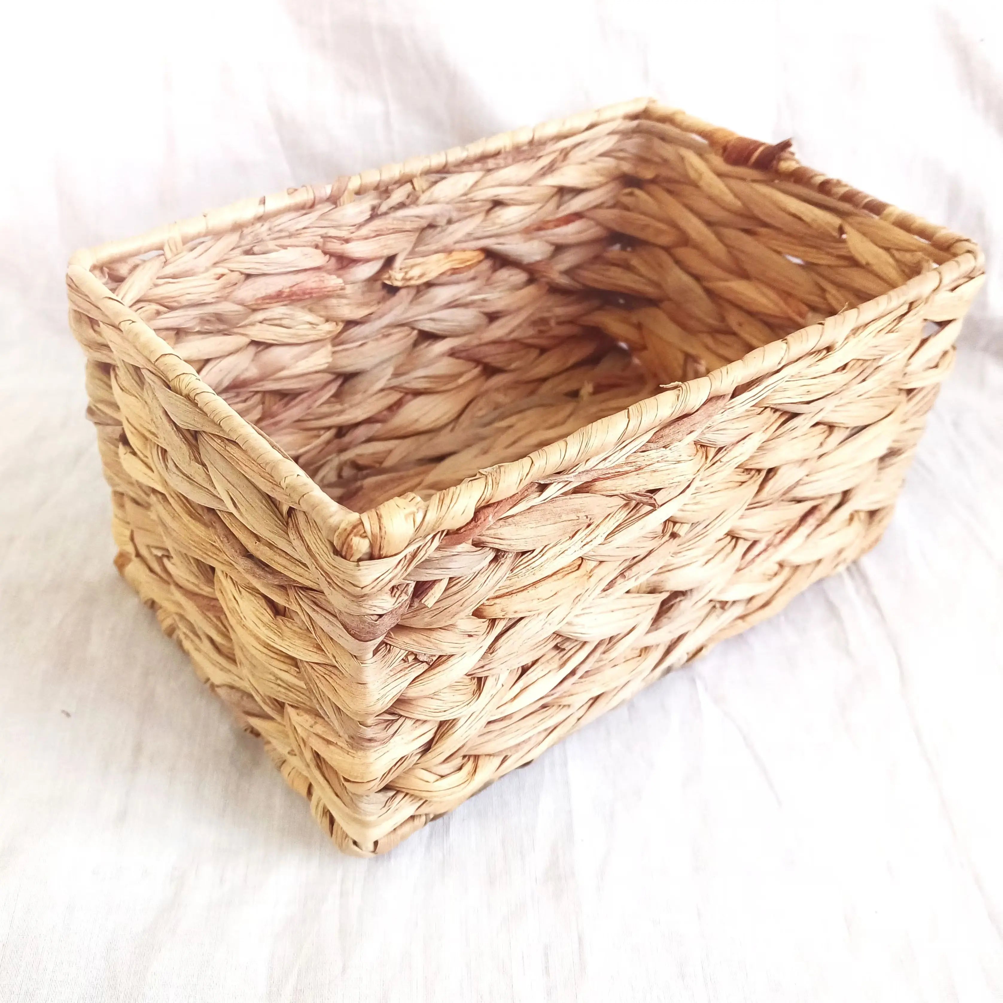 Afralia Woven Rattan Desktop Storage Basket Organizer