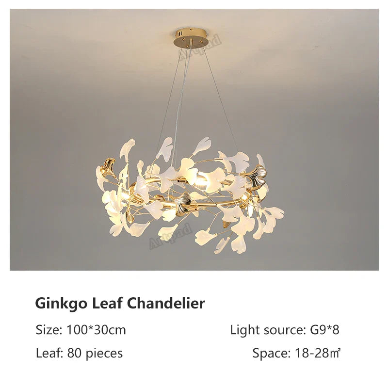 Afralia™ Classic White and Gold Leaf Pendant Lamp for Living Room Dining Room Lighting