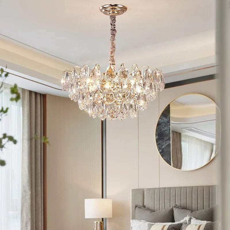 Afralia™ Crystal Chandelier Ceiling Light for Living Room Bedroom Dining Room